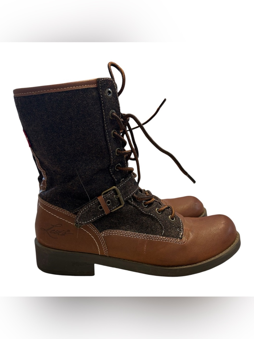 Levi's Brown Leather & Dark Canvas Lace-Up Women's Boots